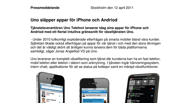 Uno släpper appar för iPhone och Andriod