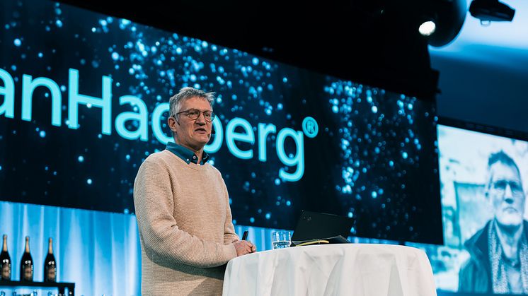 Anders Tegnell gjorde i fredags premiär som talare på HusmanHagbergs kickoff.