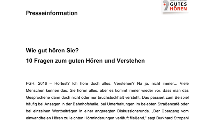 Wie gut hören Sie?  10 Fragen zum guten Hören und Verstehen