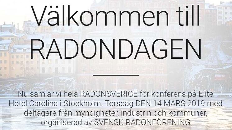 Uppdatera dig på senaste nytt om Radon på Radondagen - Anmäl dig innan 1 mars