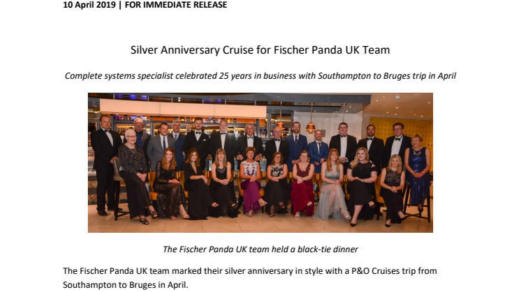  Silver Anniversary Cruise for Fischer Panda UK Team