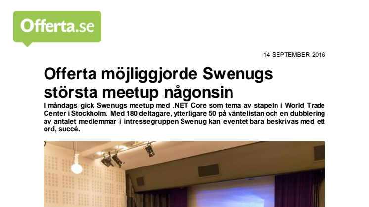 Offerta möjliggjorde Swenugs största meetup någonsin 