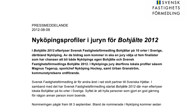 Nyköpingsprofiler i juryn för Bohjälte 2012