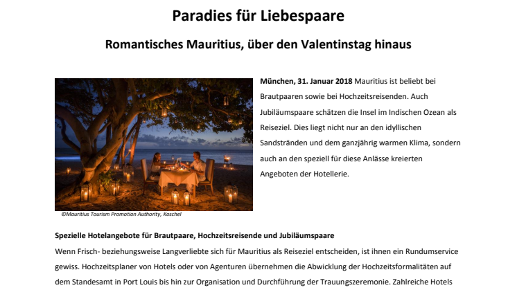 Paradies für Liebespaare - romantisches Mauritius über den Valentinstag hinaus