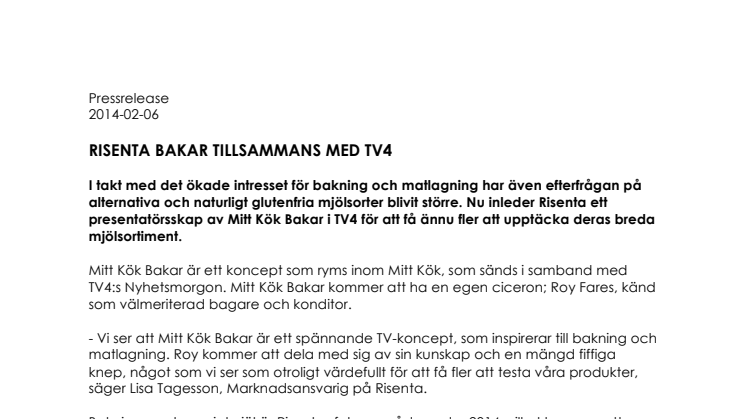 Risenta bakar tillsammans med TV4!