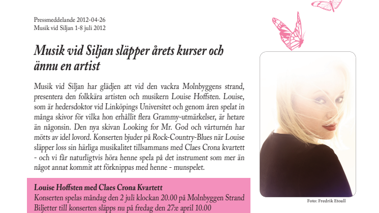 Louise Hoffsten till Musik vid Siljan