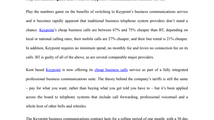 Play the numbers game and switch to Keypoint’s communications business service