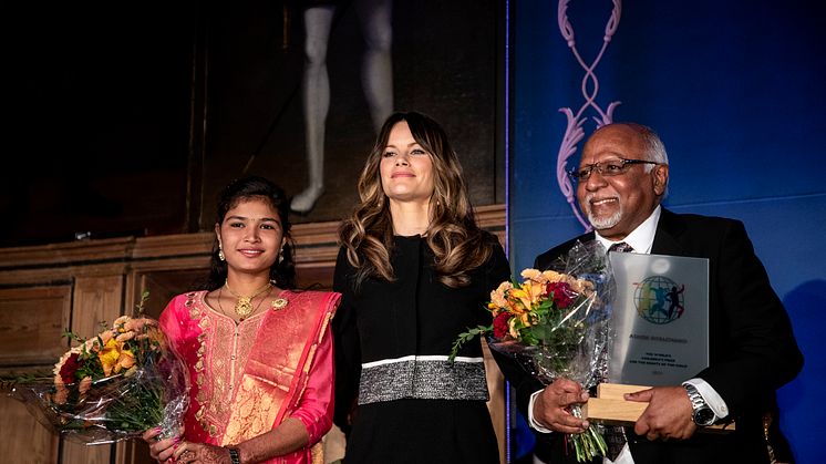 Divya Santosh Mundhe, one of the Indian girls supported by Dr Ashok Dyalchand (far left, with HRH Princess Sofia of Sweden at the World’s Children’s Prize Ceremony in May. 