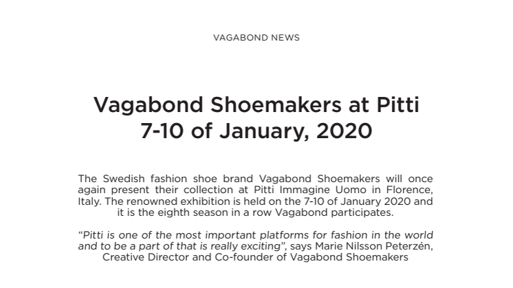 Vagabond Shoemakers at Pitti 7-10 of January 2020