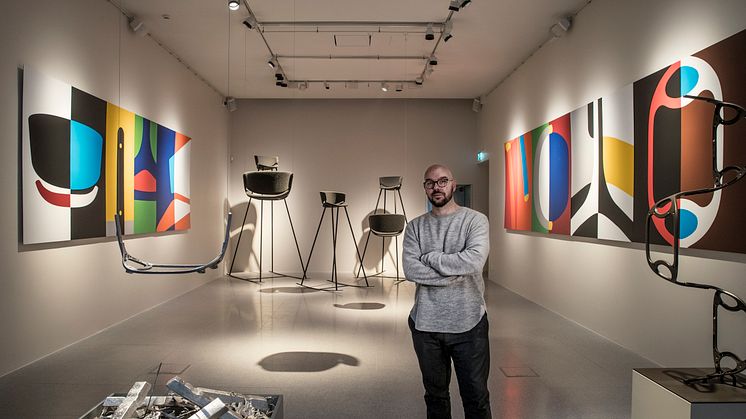 Designer Luca Nichetto at Phoenix art installation at Bukowskis in Stockholm