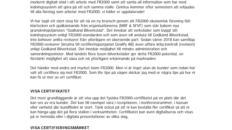 Sommarhälsning FR2000 2018