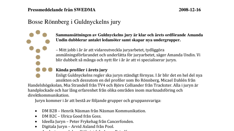 Bosse Rönnberg i Guldnyckelns jury