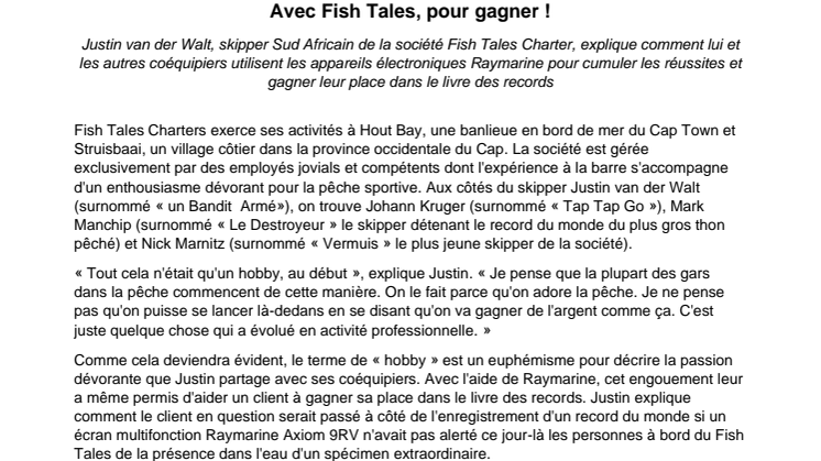Avec Fish Tales, pour gagner ! 
