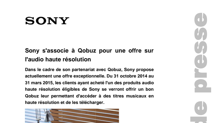 Sony s'associe à Qobuz pour une offre sur l'audio haute résolution