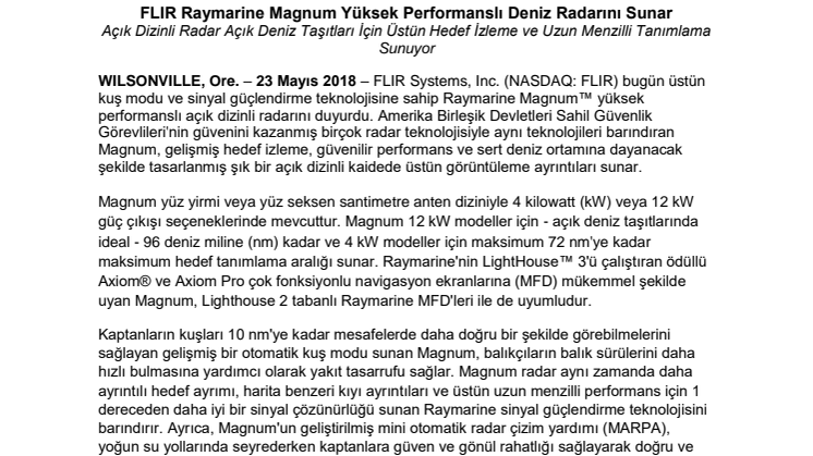 Raymarine: FLIR Raymarine Magnum Yüksek Performanslı Deniz Radarını Sunar 