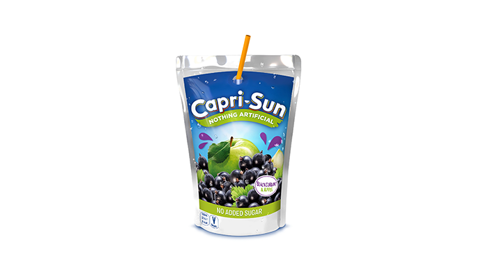 Capri-Sun lanserar för första gången en variant helt utan tillsatt socker – Blackcurrant&Apple