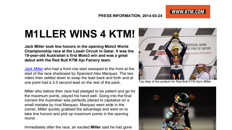 M1LLER WINS 4 KTM!