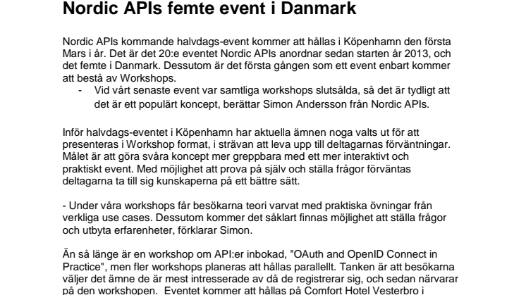 Nordic APIs femte event i Danmark
