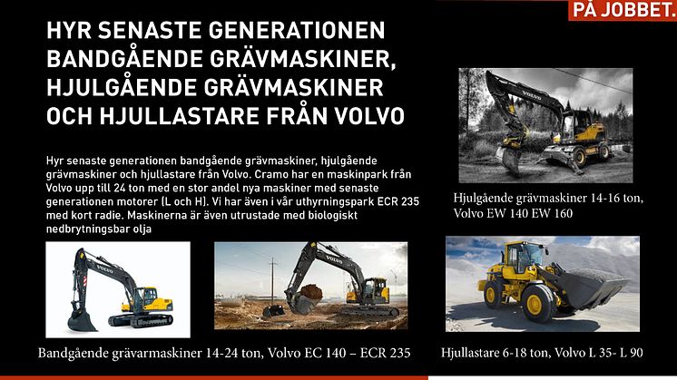 HYR SENASTE GENERATIONEN BANDGÅENDE GRÄVMASKINER,HJULGÅENDE GRÄVMASKINER OCH HJULLASTARE FRÅN VOLVO!