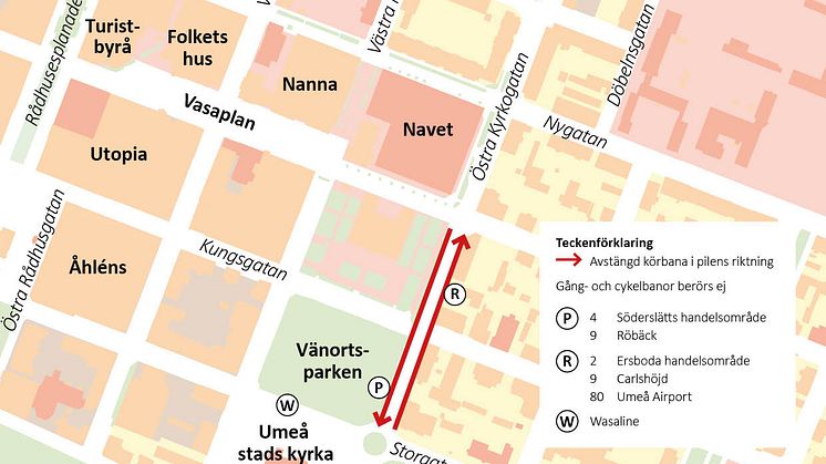 Östra Kyrkogatan avstängd 9-10 september. Några bussar har ändrade hållplatslägen.