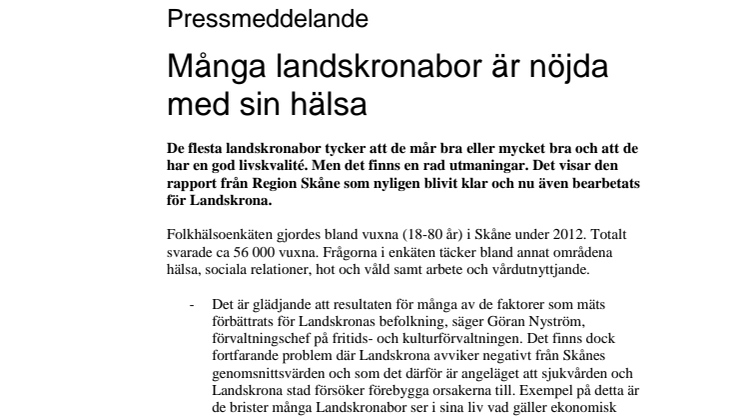 Många landskronabor är nöjda med sin hälsa