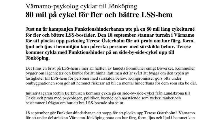 Värnamo-psykolog cyklar till Jönköping med Funktionshinderbanan