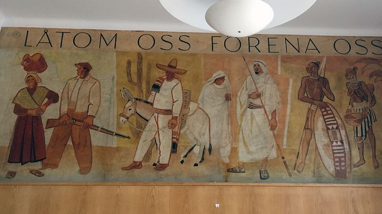 Muralmålning av Nils Wedel - Låtom oss förena oss. Foto: Åsa Sandström