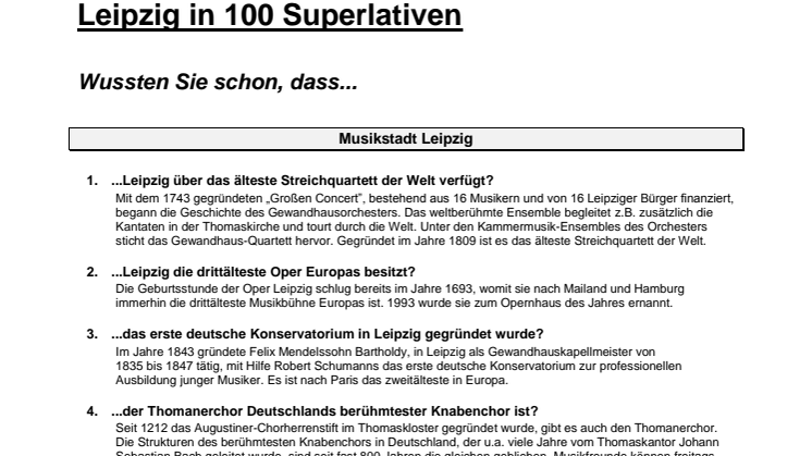 Leipzig in 100 Superlativen