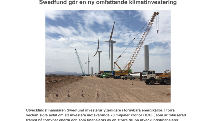 Swedfund gör en ny omfattande klimatinvestering