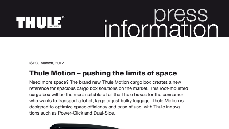 Thule Motion – pushing the limits of space
