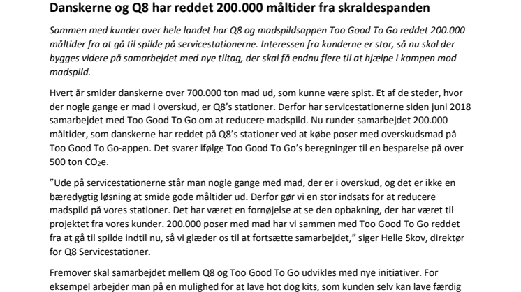 Danskerne og Q8 har reddet 200.000 måltider fra skraldespanden