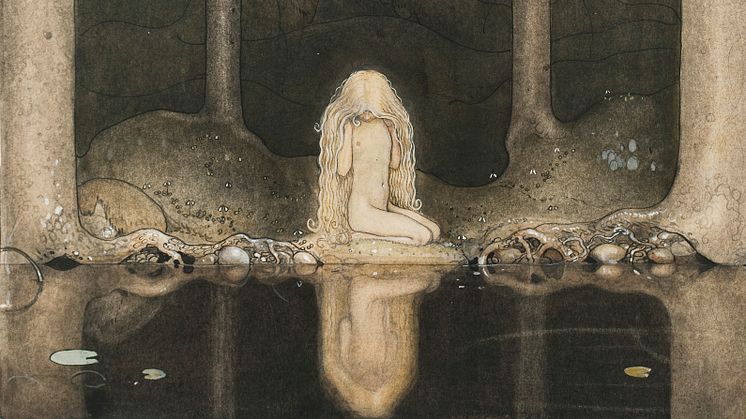 John Bauer, Ännu sitter Tuvstarr kvar och ser ner i vattnet, 1913. 