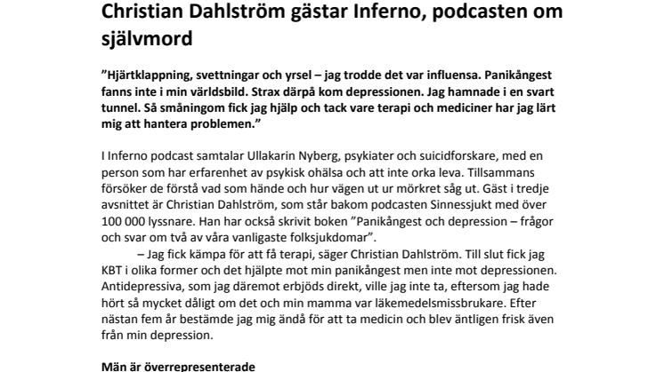 Christian Dahlström gästar Inferno, podcasten om självmord