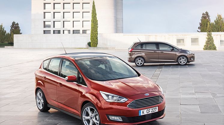 Nye Ford C-MAX i rødt og Grand C-MAX i grått