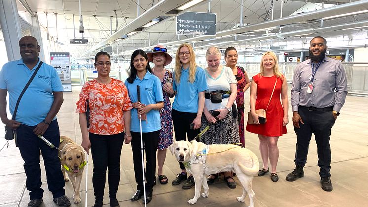 Sight Loss Council volunteers join Thameslink and the Thomas Pocklington Trust to test the Aira wayfinding app at Blackfriars station