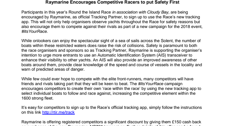 Raymarine: Raymarine Encourages Competitive Racers to put Safety First