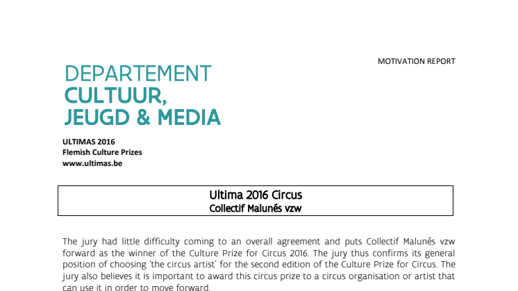 motivation report Ultima 2016 Cirque