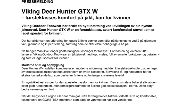 Viking Deer Hunter GTX W – førsteklasses komfort på jakt, kun for kvinner