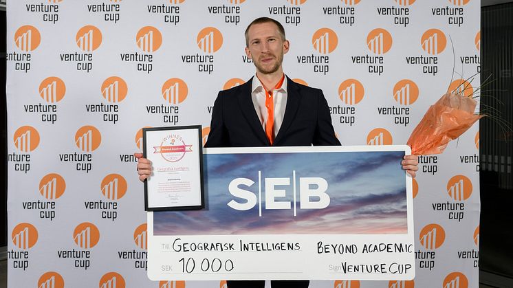 William Lidberg var en av de stolta vinnarna i Venture Cups stora Sverigefinal 2023.