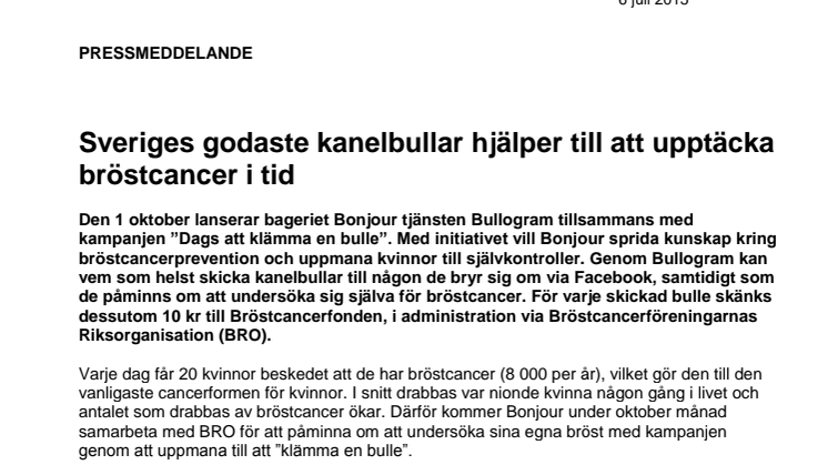 Sveriges godaste kanelbullar hjälper till att upptäcka bröstcancer i tid