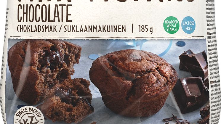 Minimuffins med sjokoladesmak som er porsjonspakket