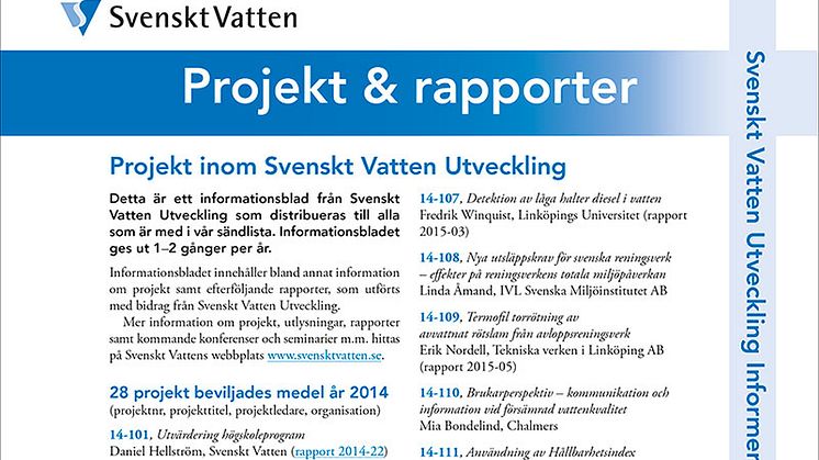 SVUs informationsblad nr 1, april 2015