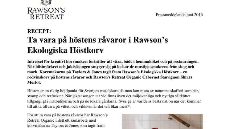 Ta vara på höstens råvaror i Rawson’s Ekologiska Höstkorv