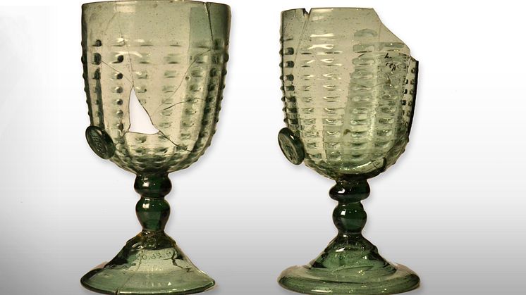 Hertig Karls originalglas från 1500-talet i Sörmlands museums samlingar.