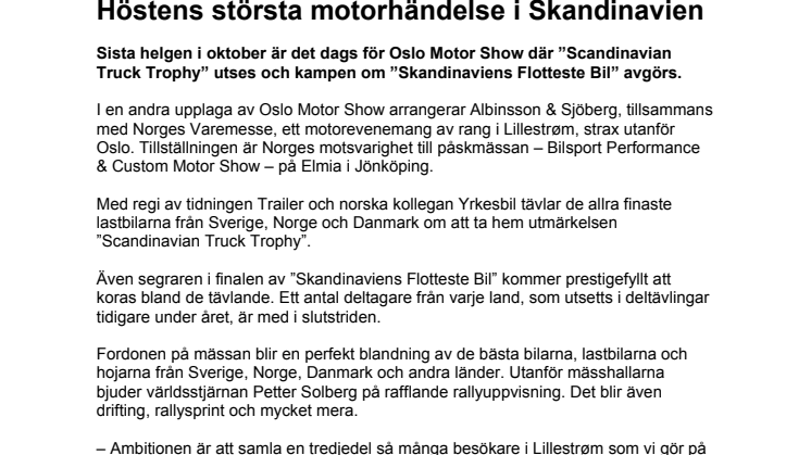 Höstens största motorhändelse i Skandinavien