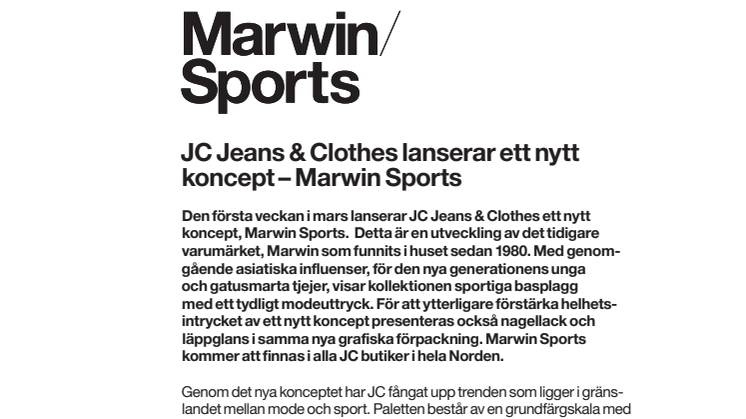 JC Jeans & Clothes lanserar ett nytt koncept – Marwin Sports