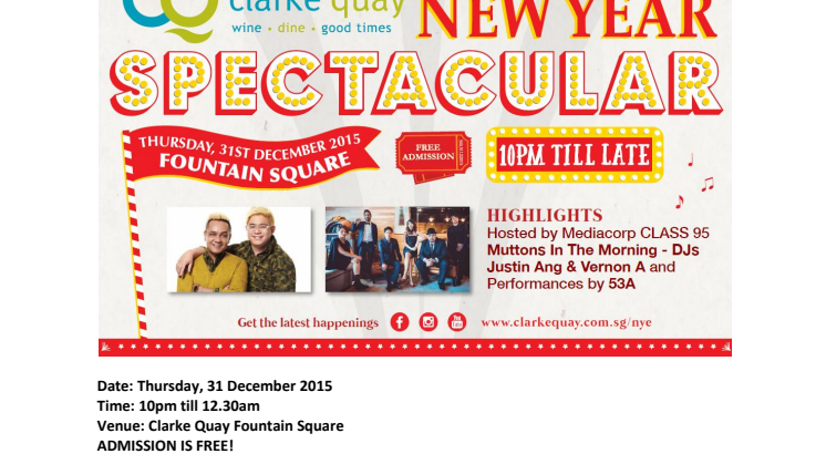 New Year Spectacular Countdown To 2016 at Clarke Quay!