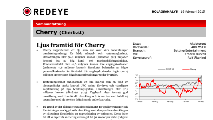 Bolagsanalys - Cherry AB