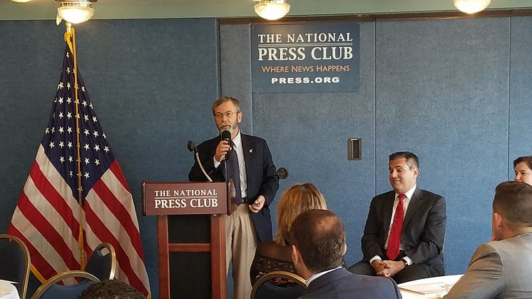 ACR Electronics President Gerry Angeli speaks at The National Press Club in Washington DC during the recent Greater Fort Lauderdale  Chamber of Commerce 2017 Washington Summit 