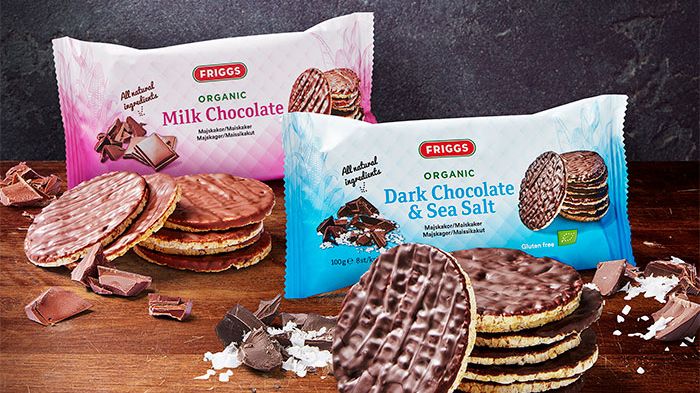 Friggs ekologiska majskakor doppade i choklad. Vilken blir din favorit?